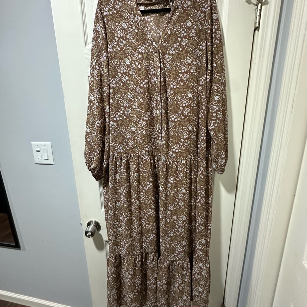 Floral Brown Maxi Dress